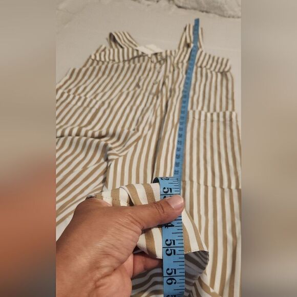 New Show Me Your Mumu Round Around Jumpsuit Everyday Beige Striped Size Large - Picture 9 of 13